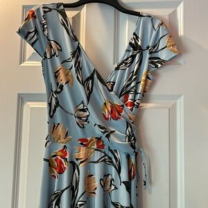 Maggy London floral blue wrap dress